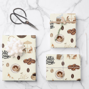 Coffee time sweet espresso latte cappuccino  wrapping paper sheets