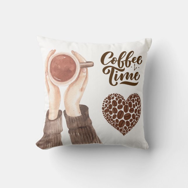 Coffee Time Throw Pillow (Front)