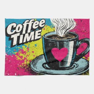 "Coffee Time" Vibrant Pop Art Mug Design Kitchen Towel