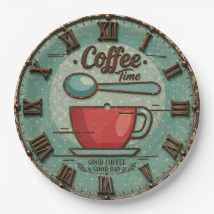 Coffee Time Vintage Farmhouse Coffee Bar Paper Plates