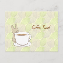 Coffee time with a cute rabbit postcard