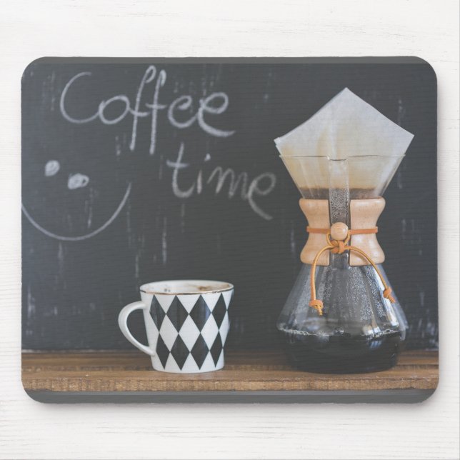 Coffee Time with Cup and Coffee Pot Mouse Pad (Front)