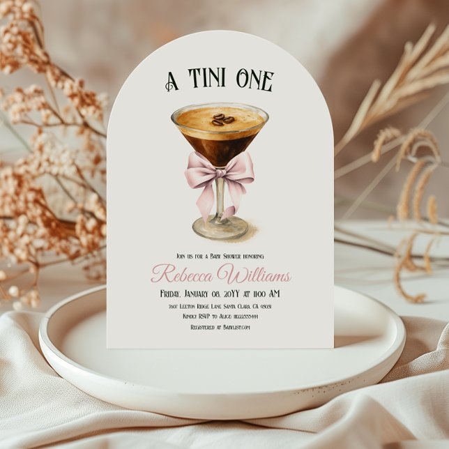 Coffee Tini One Bow Espresso Martini Baby Shower Invitation (Creator Uploaded)