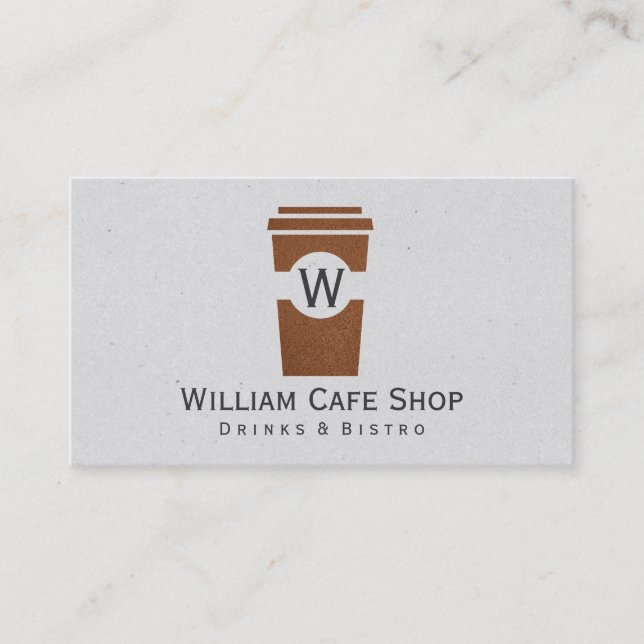 Coffee | to go (brown texture) business card (Front)