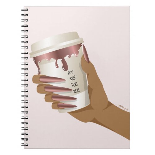 coffee to go hand add quote boss babe long nails   notebook