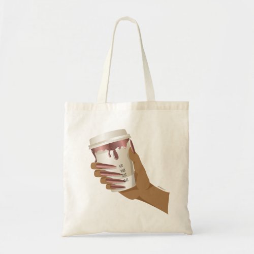 coffee to go hand add quote boss babe long nails tote bag