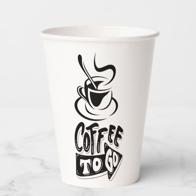 Coffee To Go Paper Cups – 12oz Custom Party Cups (Front)