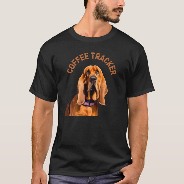 Coffee Tracker Hound Dog T-Shirt (Front)