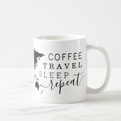 Coffee Travel Sleep Repeat Frequent Traveler Coffee Mug