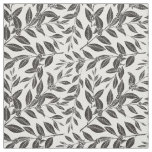 Coffee Tree Leaves Black Pattern Fabric