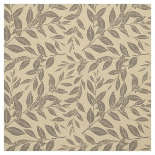 Coffee Tree Leaves Brown Pattern Fabric