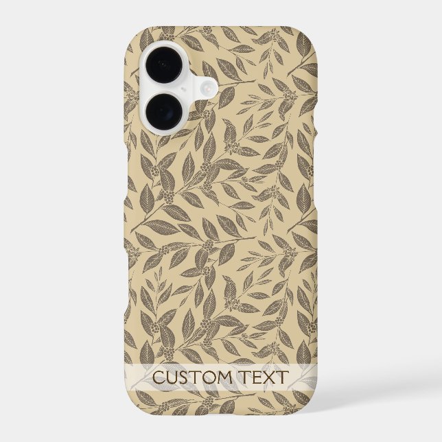 Coffee Tree Leaves Brown Pattern iPhone Case (Back)