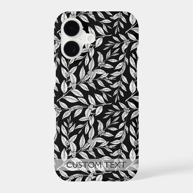 Coffee Tree Leaves White Pattern iPhone Case (Back)
