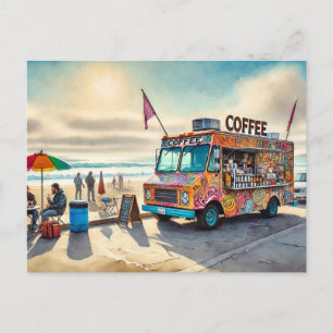 Coffee Truck by the Beach Postcard
