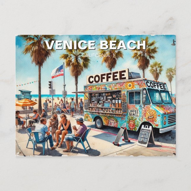 Coffee Truck Venice Beach Postcard (Front)