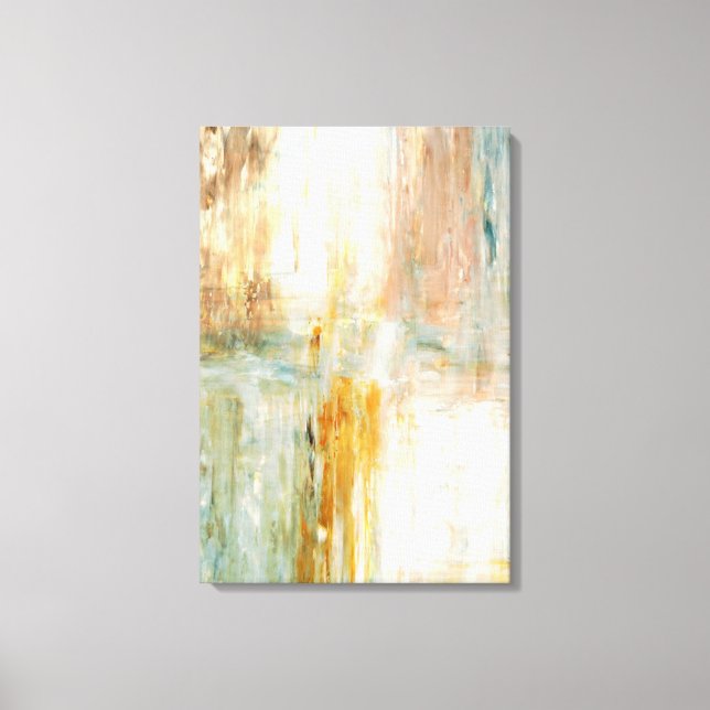 'Coffee' Turquoise and Brown Abstract Art Painting Canvas Print (Front)
