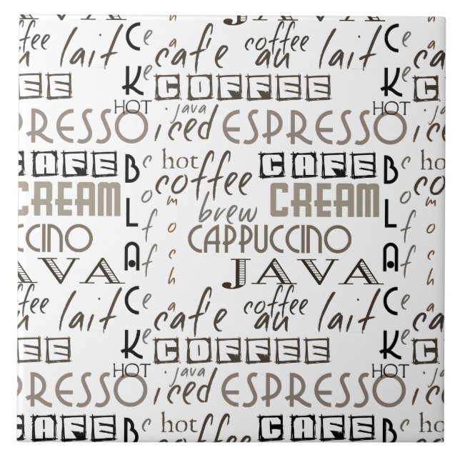 Coffee Typography Ceramic Tile (Front)