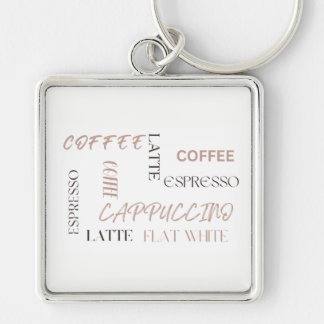 Coffee Typography Modern Café Style Coffee Lover  Keychain
