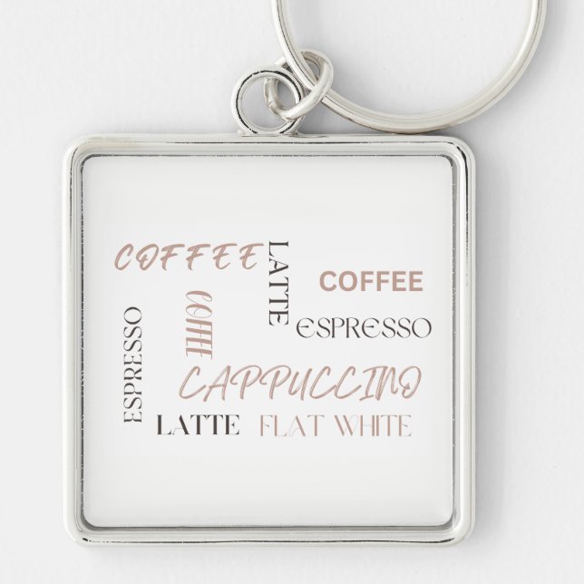 Coffee Typography Modern Café Style Coffee Lover  Keychain (Front)