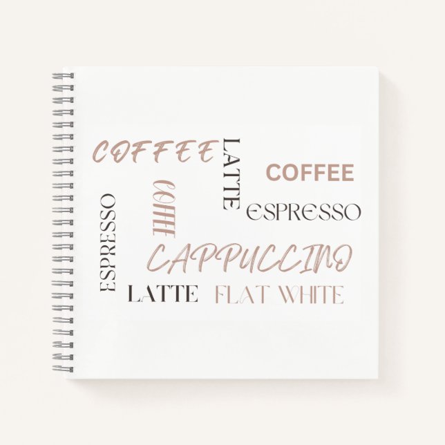 Coffee Typography Modern Café Style Coffee Lover  Notebook (Front)