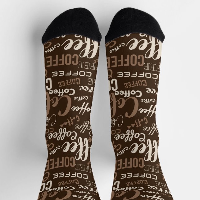 Coffee Typography Pattern Espresso Lover Quote Art Socks (Top)