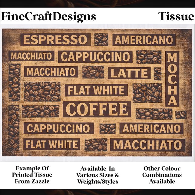 Coffee Typography Rustic Burlap Word FC5 Decoupage Tissue Paper (Creator Uploaded)
