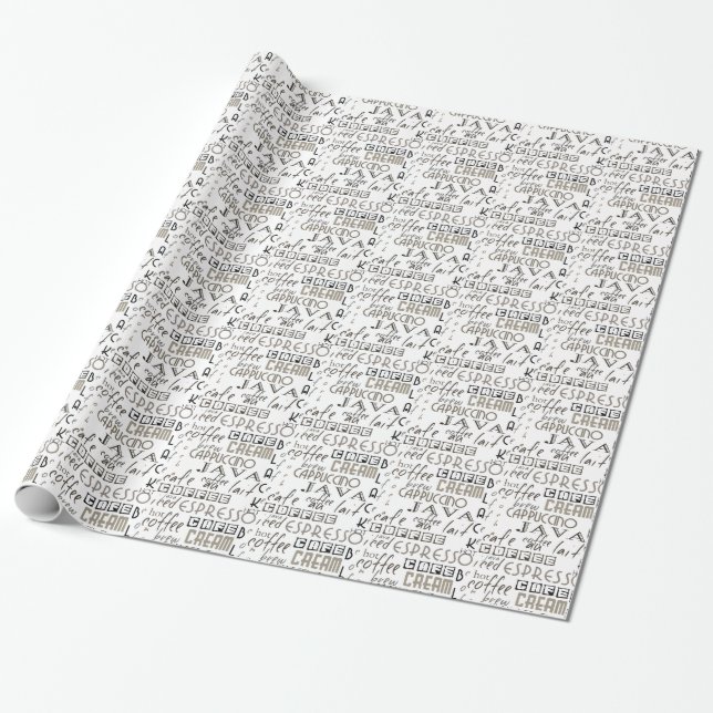 Coffee Typography Wrapping Paper (Unrolled)