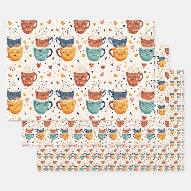 Coffee Valentine's Day Romantic Roasts Wrapping Paper Sheets (Set)