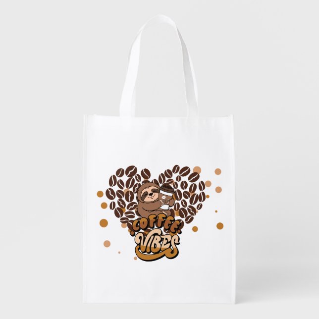 Coffee Vibes Design Grocery Bag (Front)