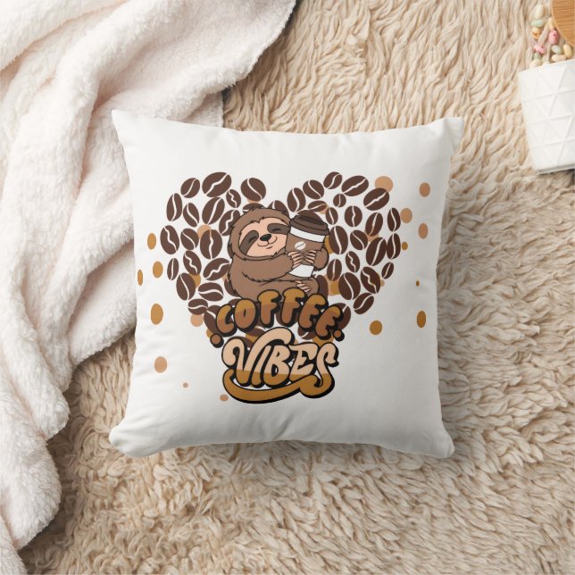 Coffee Vibes Design Throw Pillow (Blanket)