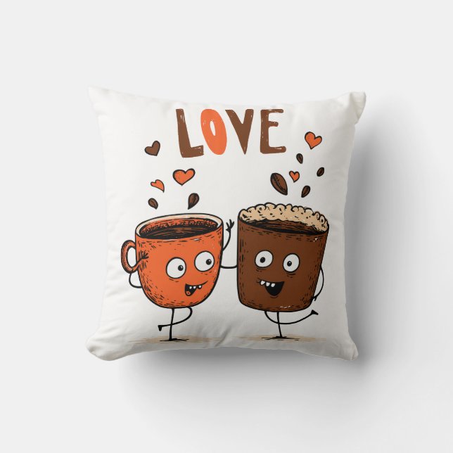 Coffee Vibes Minimalist Latte Art  Throw Pillow (Front)
