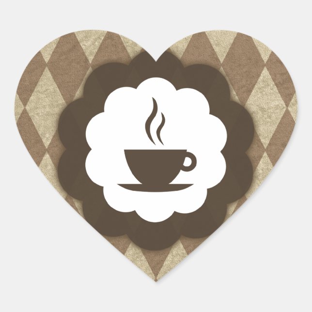 coffee vintage heart sticker (Front)