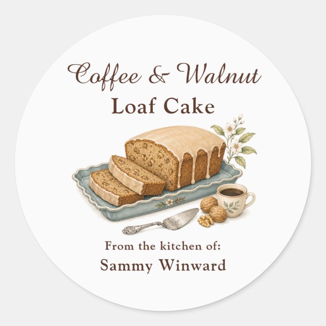 Coffee & Walnut Loaf Cake Gift Label (Front)