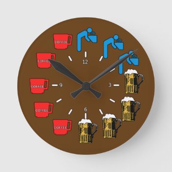 Coffee Water Beer Beverages Wall Clock by ClockCorner at Zazzle