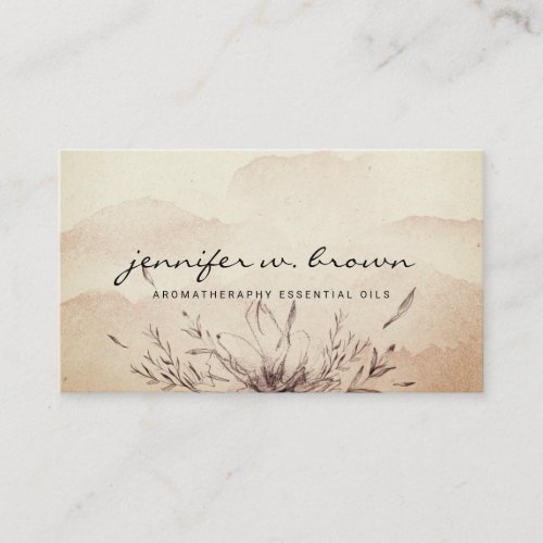 Coffee Watercolor botanical Essential Oils Leafy Business Card