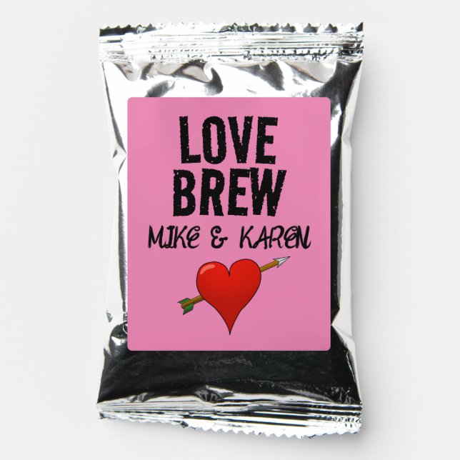 COFFEE WEDDING FAVORS LOVE BREW COFFEE DRINK MIX (Front)