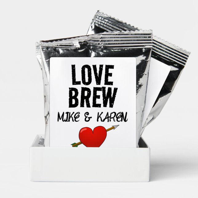 COFFEE WEDDING FAVORS LOVE BREW COFFEE DRINK MIX (Pair)