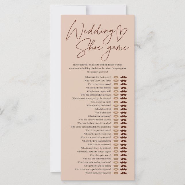 Coffee Wedding Shoe Game Bridal Shower (Front)