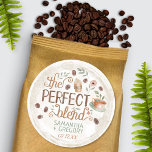 Coffee Wedding Shower The Perfect Blend Favors Classic Round Sticker<br><div class="desc">These pretty stickers are perfect for your wedding or bridal shower coffee favors. They include two watercolor coffee cups and beans with floral accents in shades of sage green, dusty vintage pink, and coffee brown. The design is framed with a round coffee ring. The background has a very light mottled...</div>