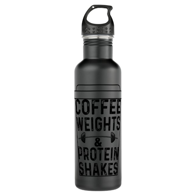 Coffee Weight Protein Shake Weightlifting.png Stainless Steel Water Bottle (Front)