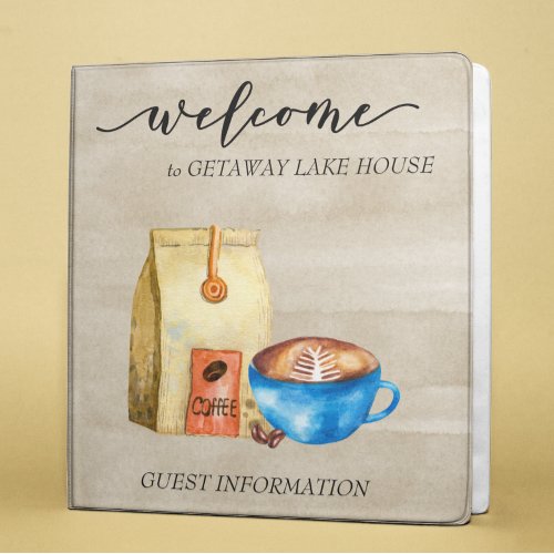 Coffee Welcome Vacation Rental Guest Information  3 Ring Binder