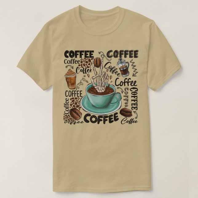 Coffee Western Coffee Skeleton Hand Coffee Lovers  T-Shirt (Design Front)