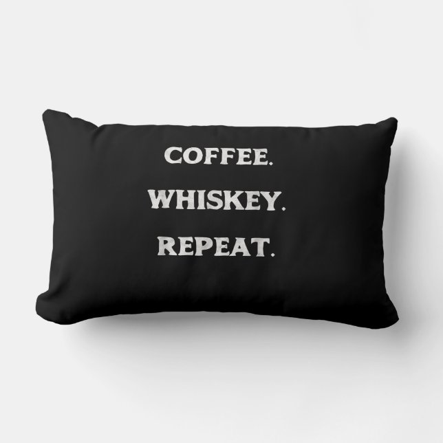 Coffee Whiskey Repeat Lumbar Pillow (Front)