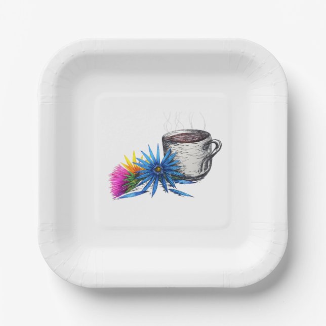 Coffee & Wildflowers Paper Plates (Front)