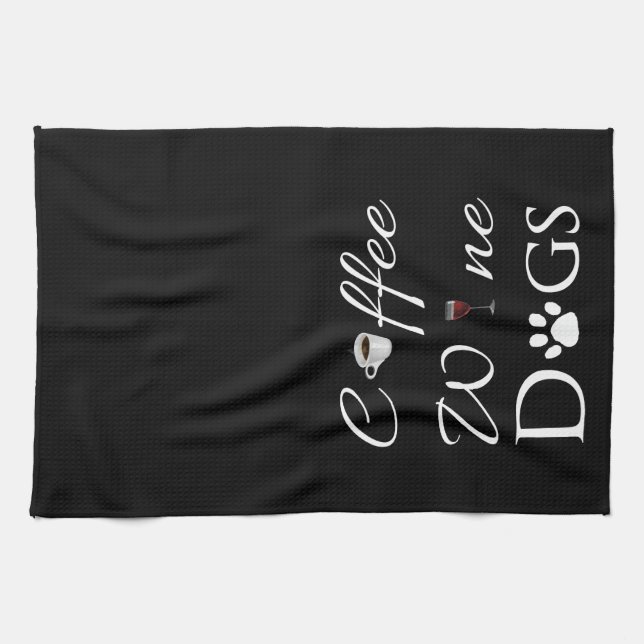 Coffee Wine Dogs Kitchen Towel (Horizontal)