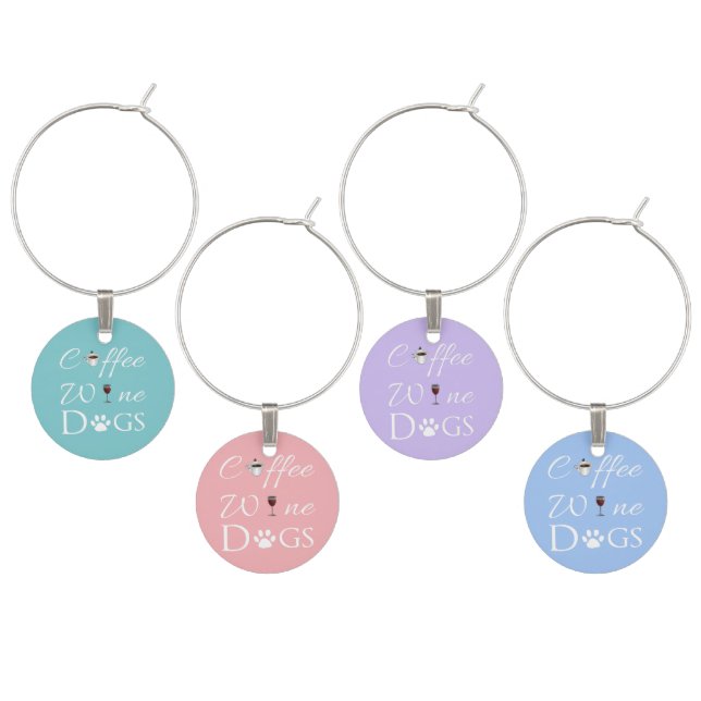 Coffee Wine Dogs Wine Charms (Staggered)