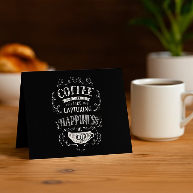 Coffee With a Friend Quote Happiness in a Cup Thank You Card (Creator Uploaded)