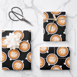 Coffee With Caramel Drip Pattern Wrapping Paper Sheets