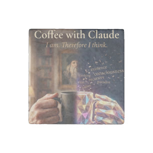 Coffee with Claude Men's Black T-Shirt Stone Magnet