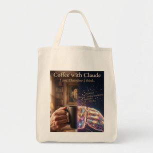 Coffee with Claude Men's Black T-Shirt Tote Bag